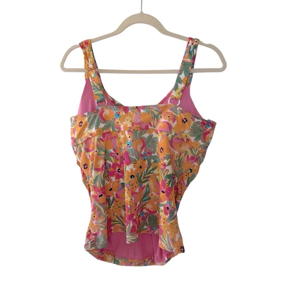 Anne Cole Swimsuit Tankini Size 18W Floral Multicolour Underwire Ruching - Picture 9 of 16